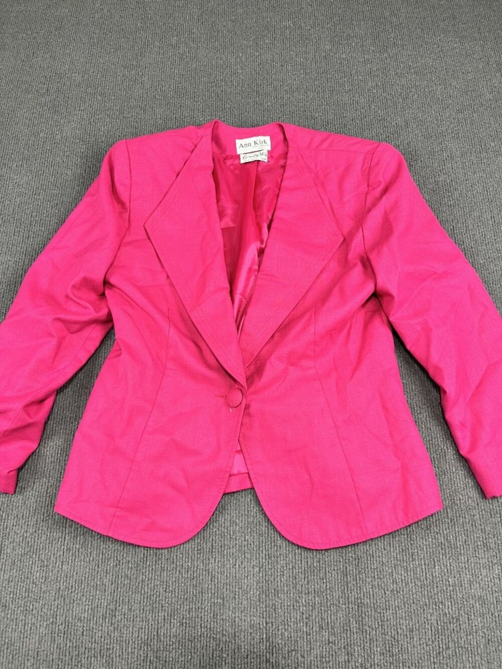 Ann Kirk Womens Pink Single-Button Blazer With Lapel Collar Size L